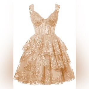 Elegant Lace Mini Dress in Cream